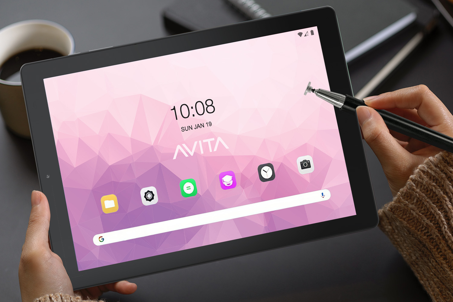 Person using AVITA tablet